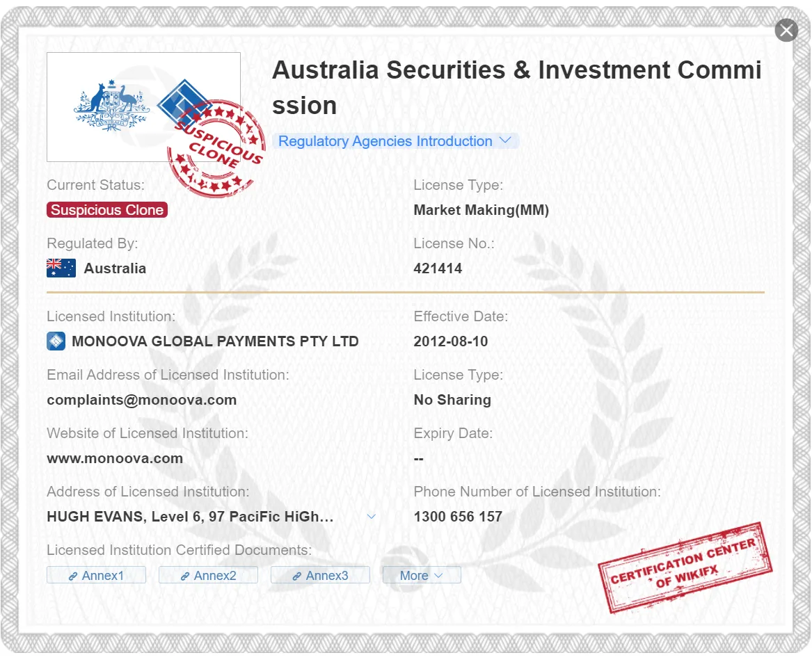 suspicious clone ASIC license suspicious clone ASIC license