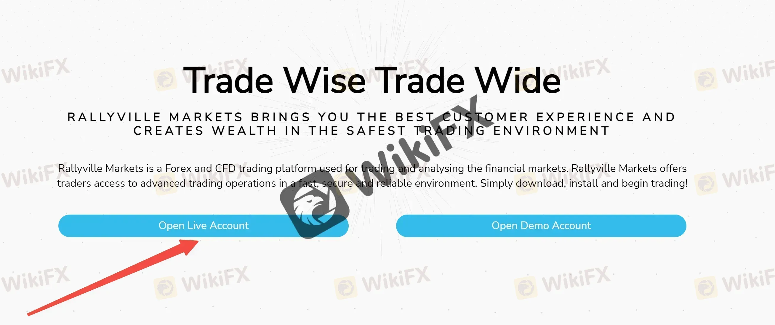 Click on the Open Live Account or Open Demo Account button Click on the Open Live Account or Open Demo Account button