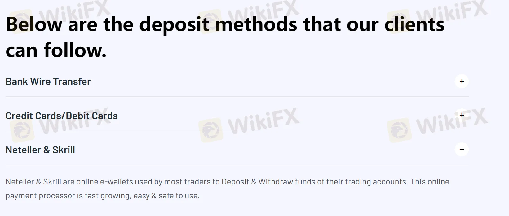 Deposits & Withdrawals details Deposits & Withdrawals details