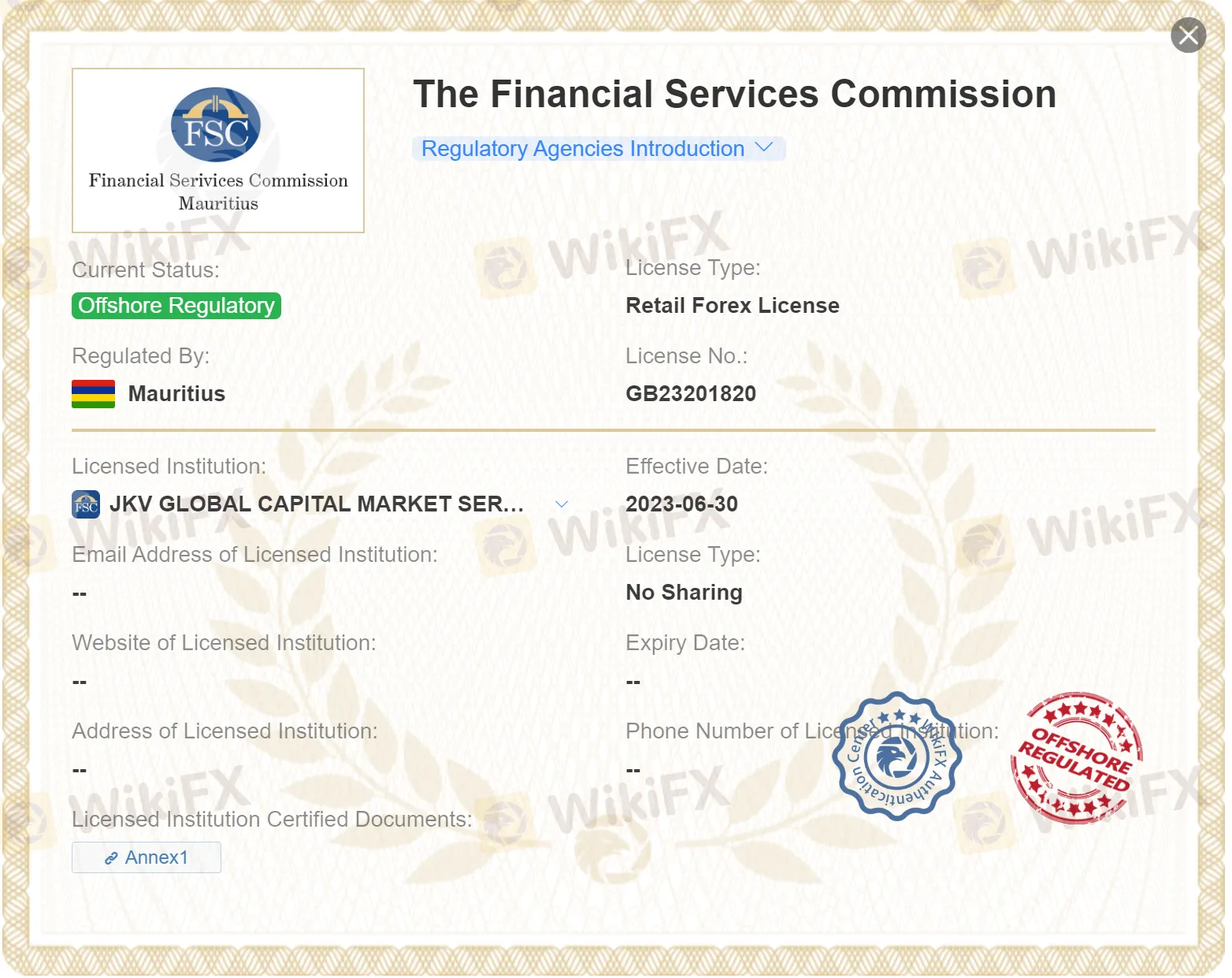 Offshore regulated by FSC Offshore regulated by FSC