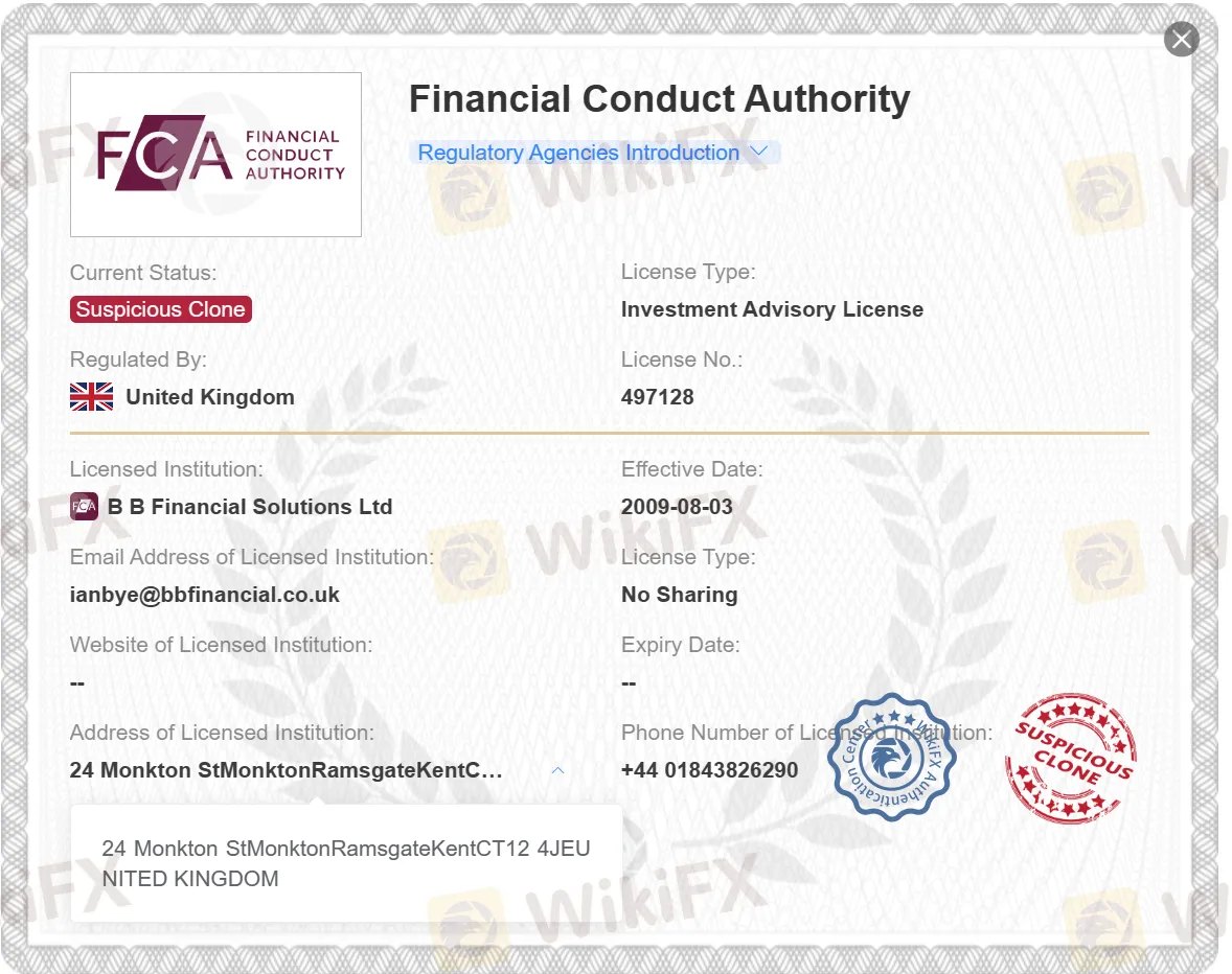 संदिग्ध क्लोन FCA लाइसेंस