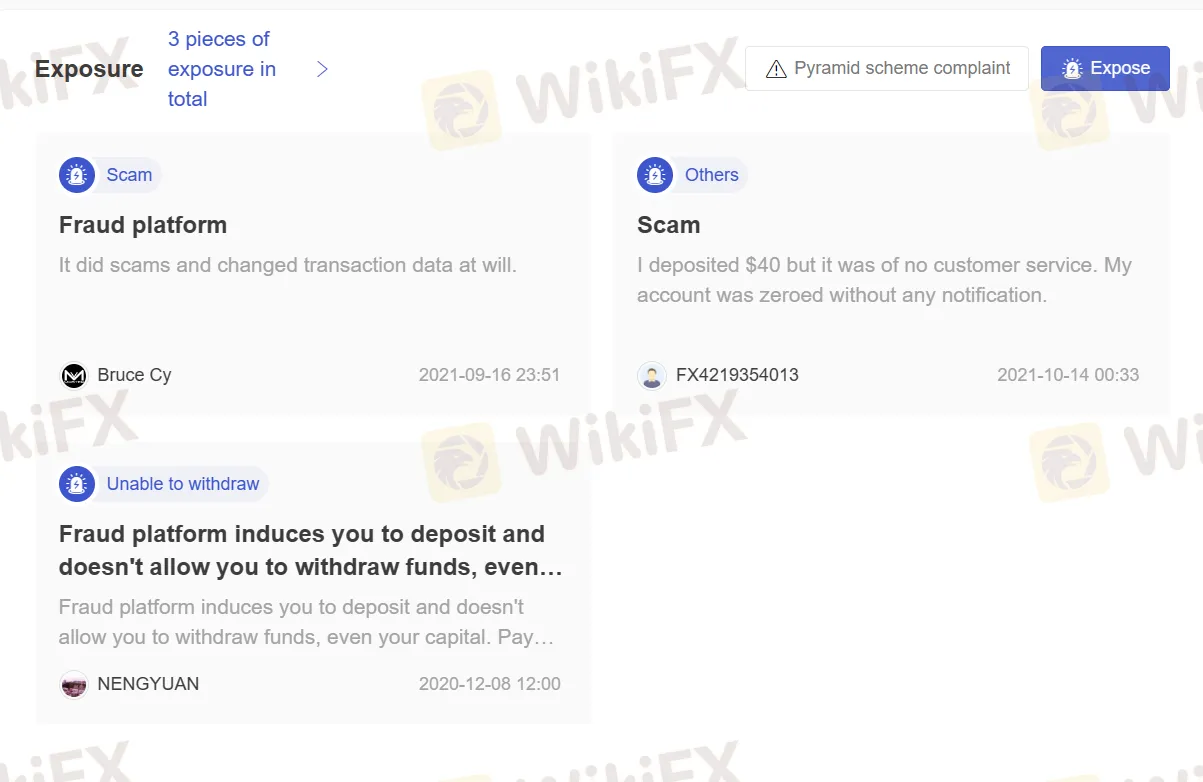 WikiFX上的用戶曝光