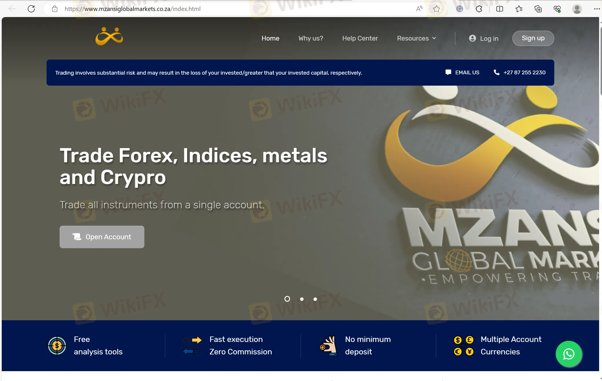 Mzansi Global Markets' home page
