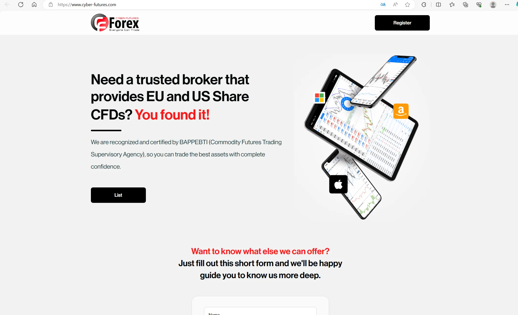 CFForex's homepage