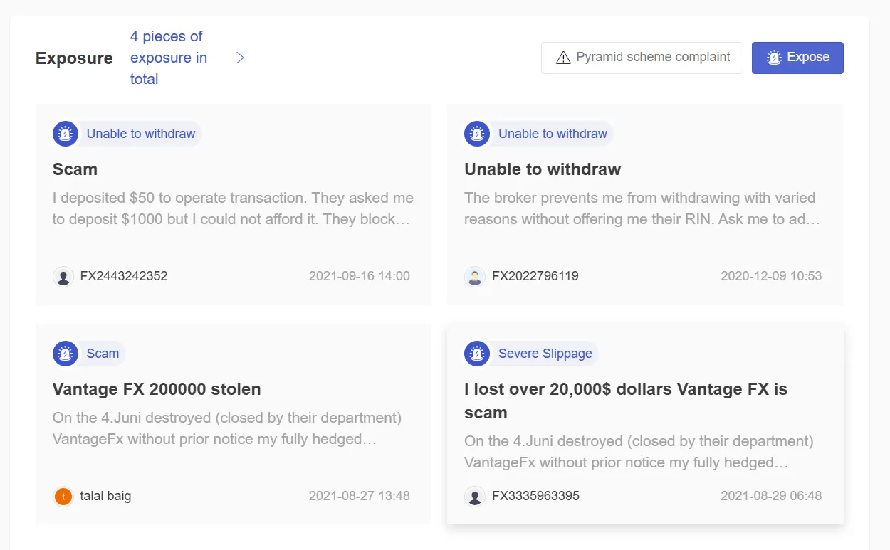 WikiFX에서의 사용자 노출 WikiFX에서의 사용자 노출