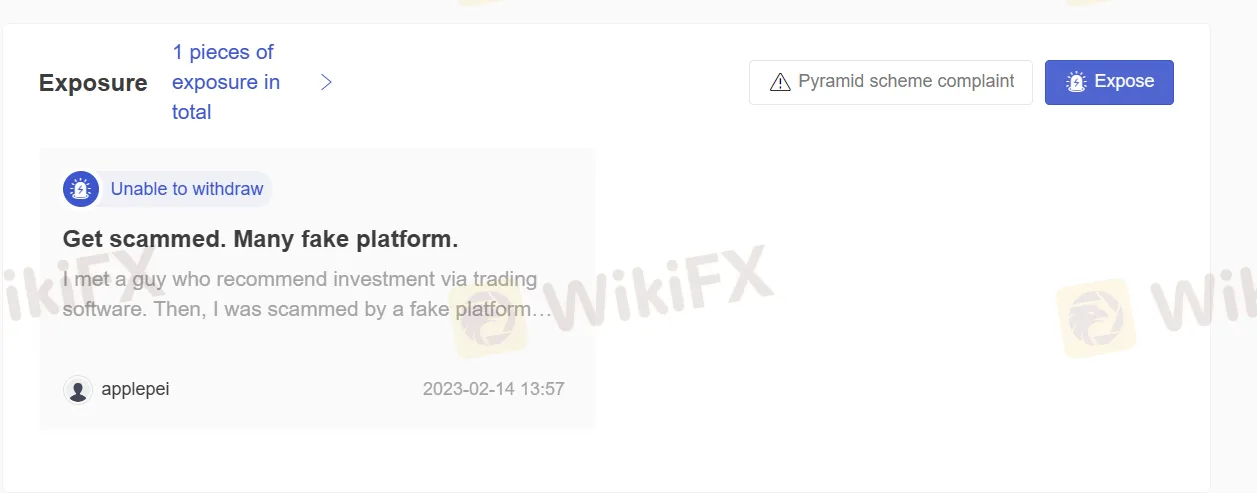Exposition de l'utilisateur sur WikiFX