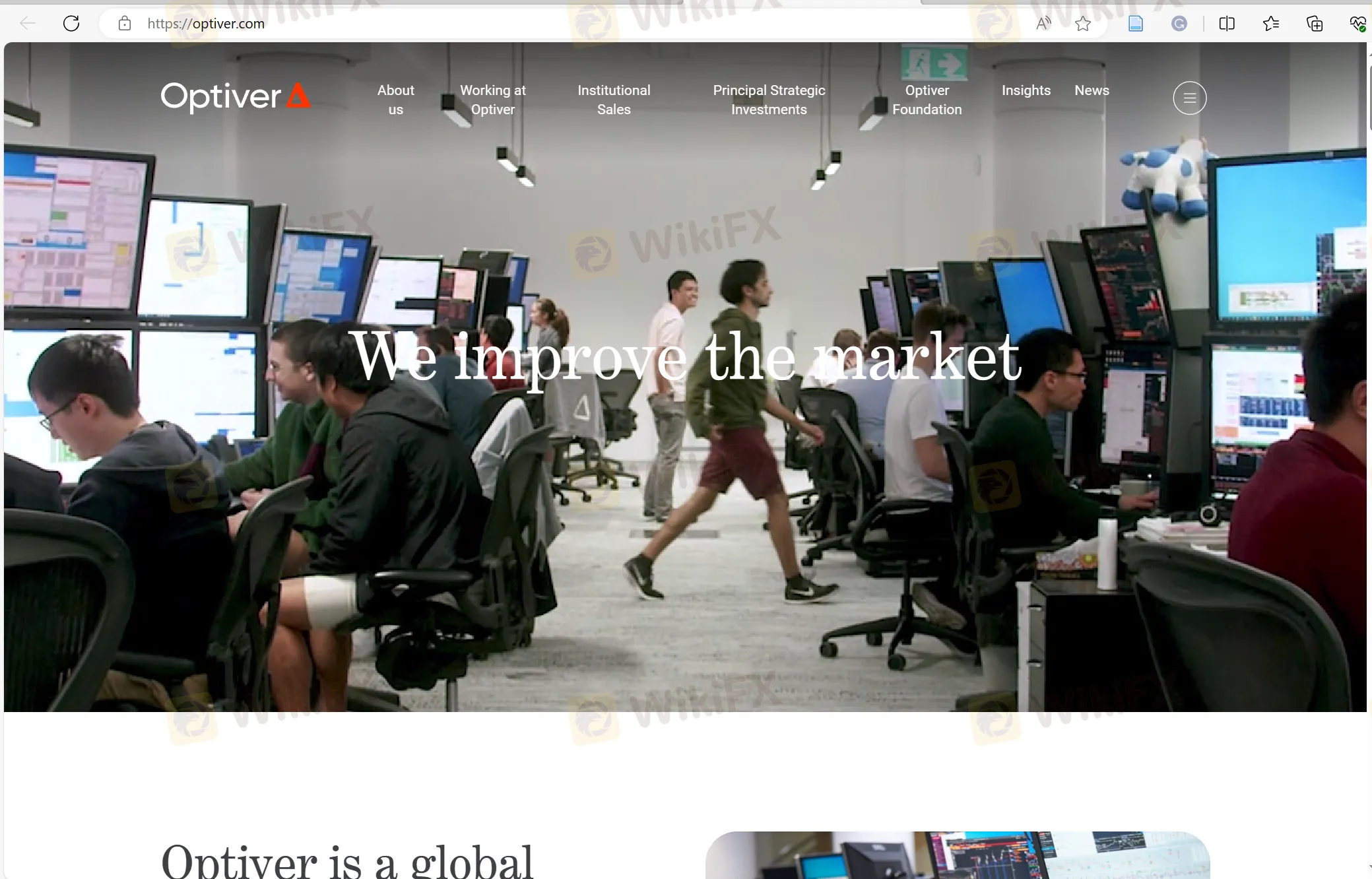 Optiver's homepage