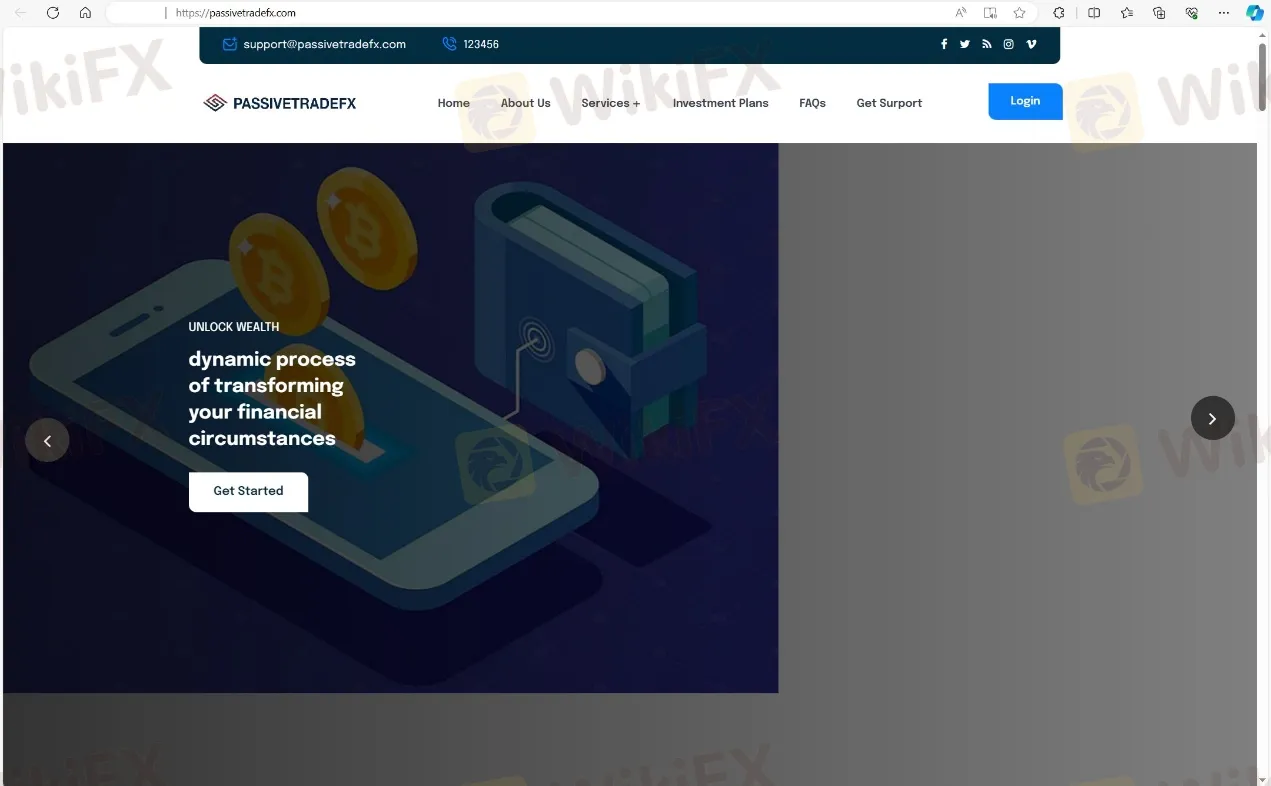 Página inicial do PassivetradeFX