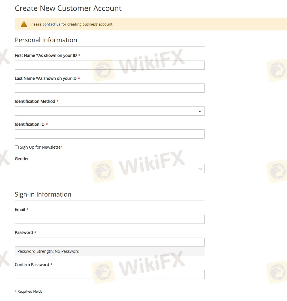 remplir les informations requises
