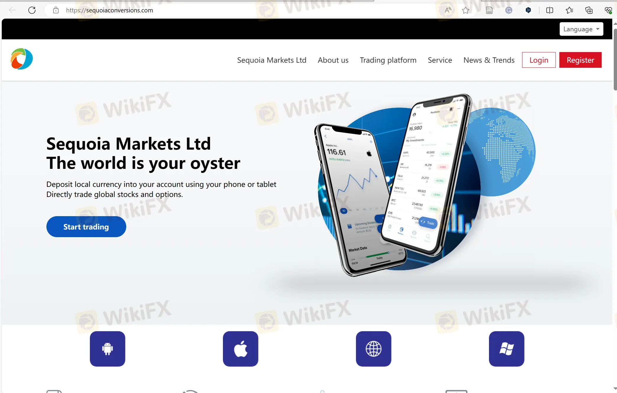 Page d'accueil de Sequoia Markets Ltd Page d'accueil de Sequoia Markets Ltd