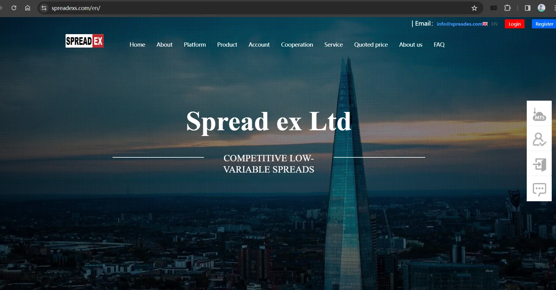 Spread ex's homepage