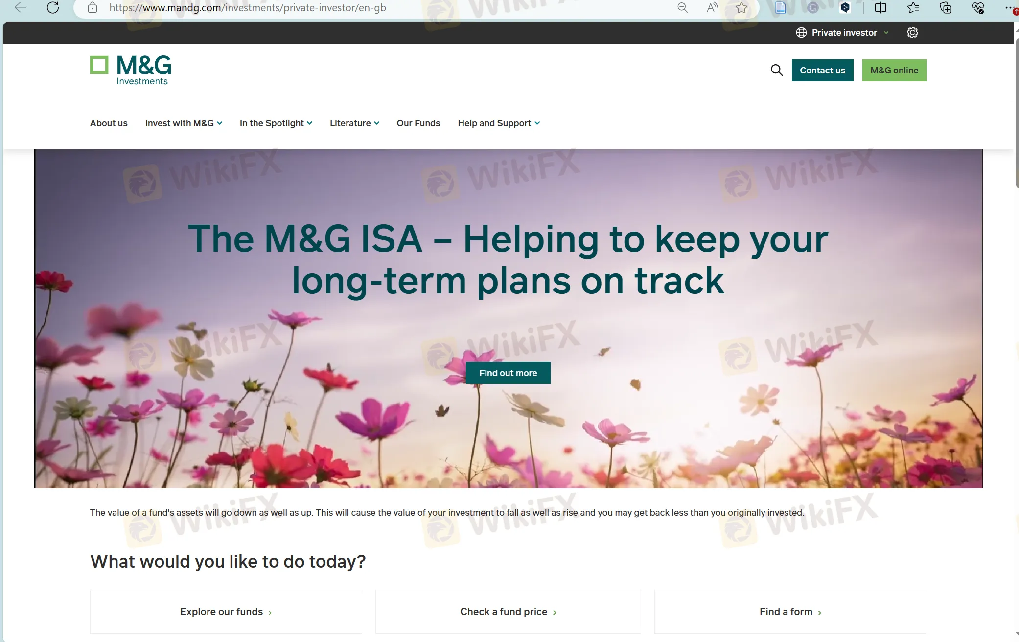 الصفحة الرئيسية لـ M&G