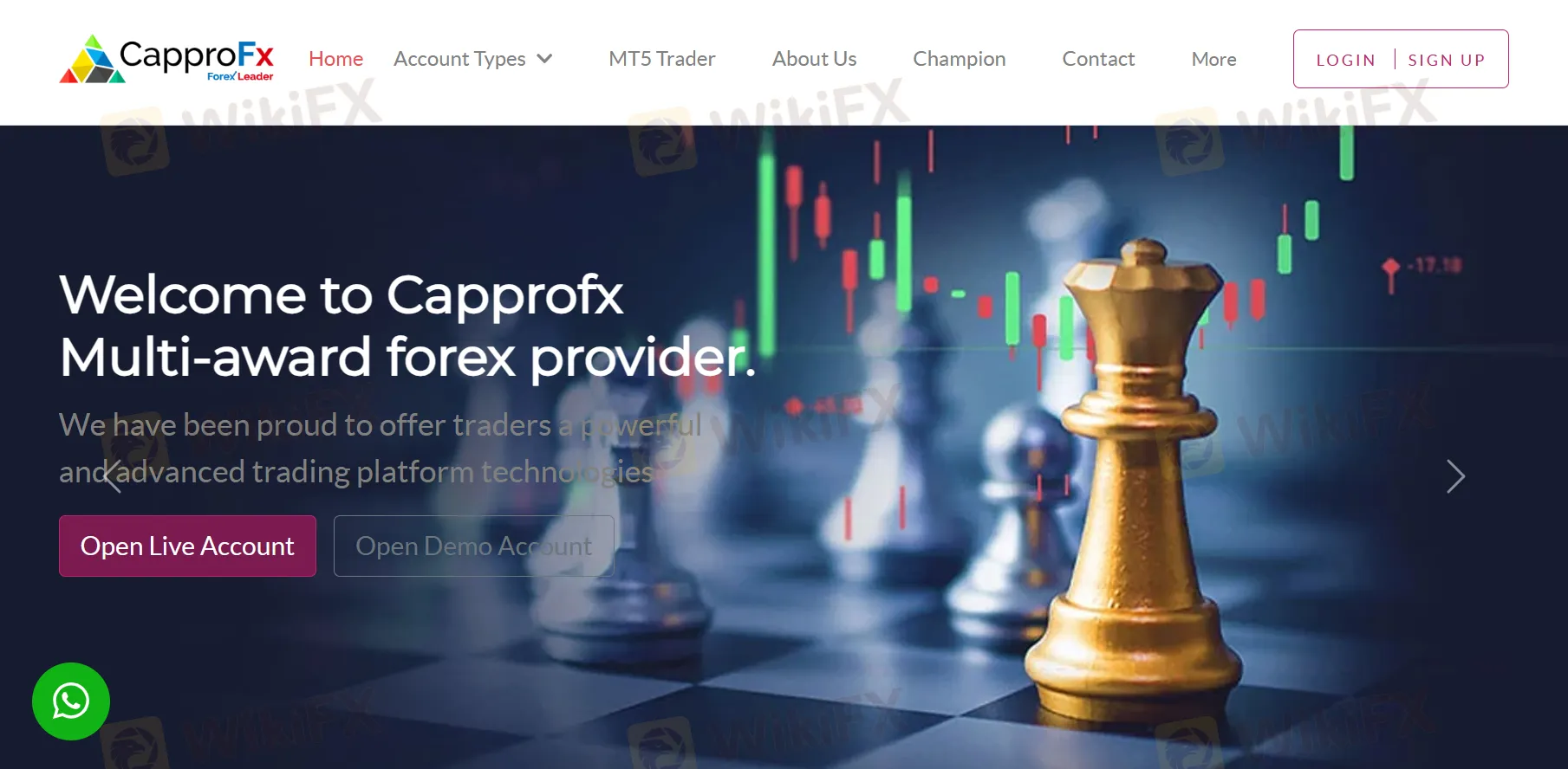 Open Live Account bağlantısına veya SIGN UP düğmesine tıklayın