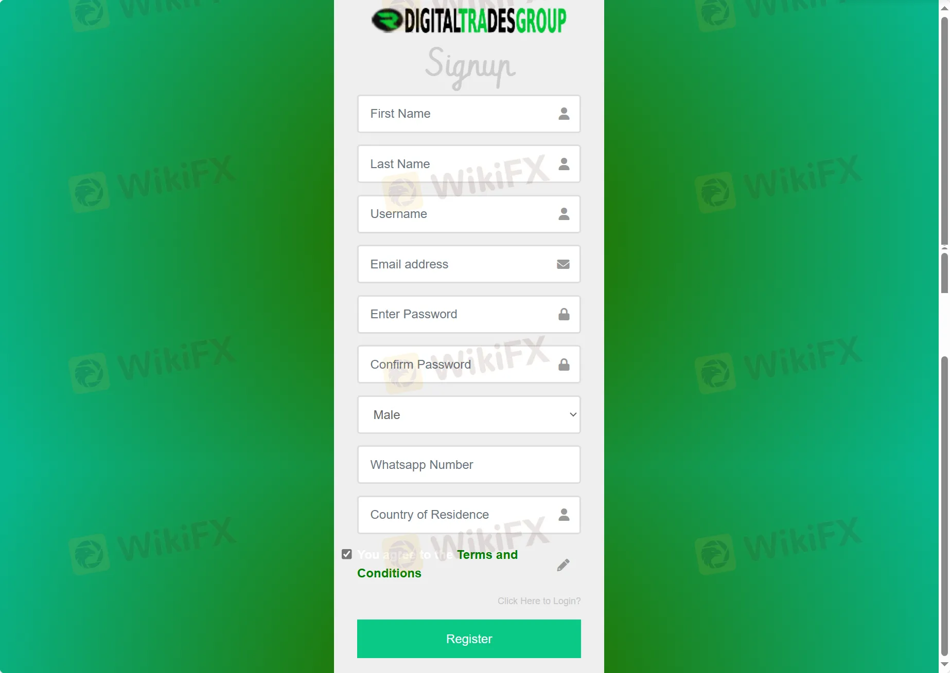 fill in required info