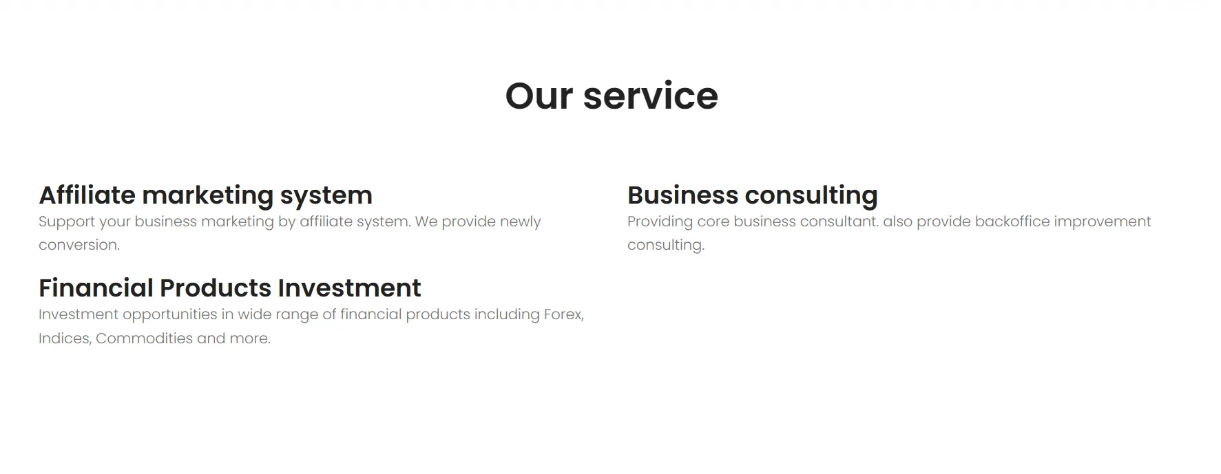 Dienstleistungen von BIG Solutions Company Limited Dienstleistungen von BIG Solutions Company Limited