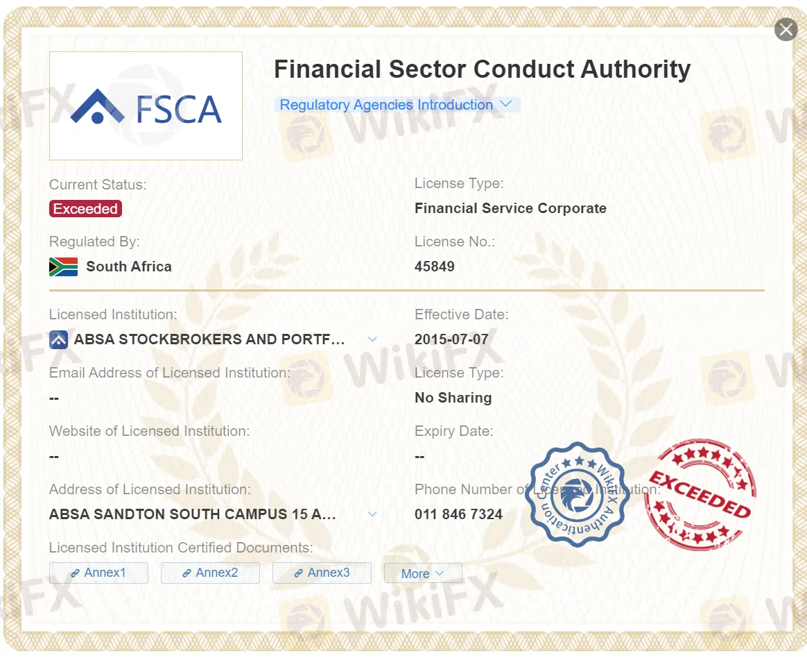 exceeded FSCA license exceeded FSCA license