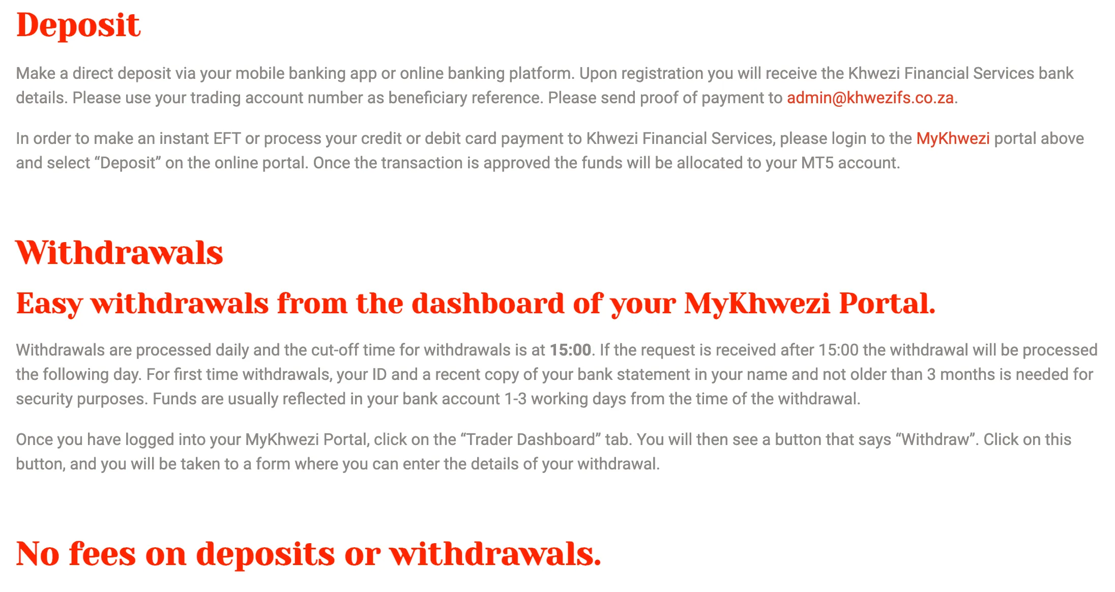 Deposit & Withdrawal