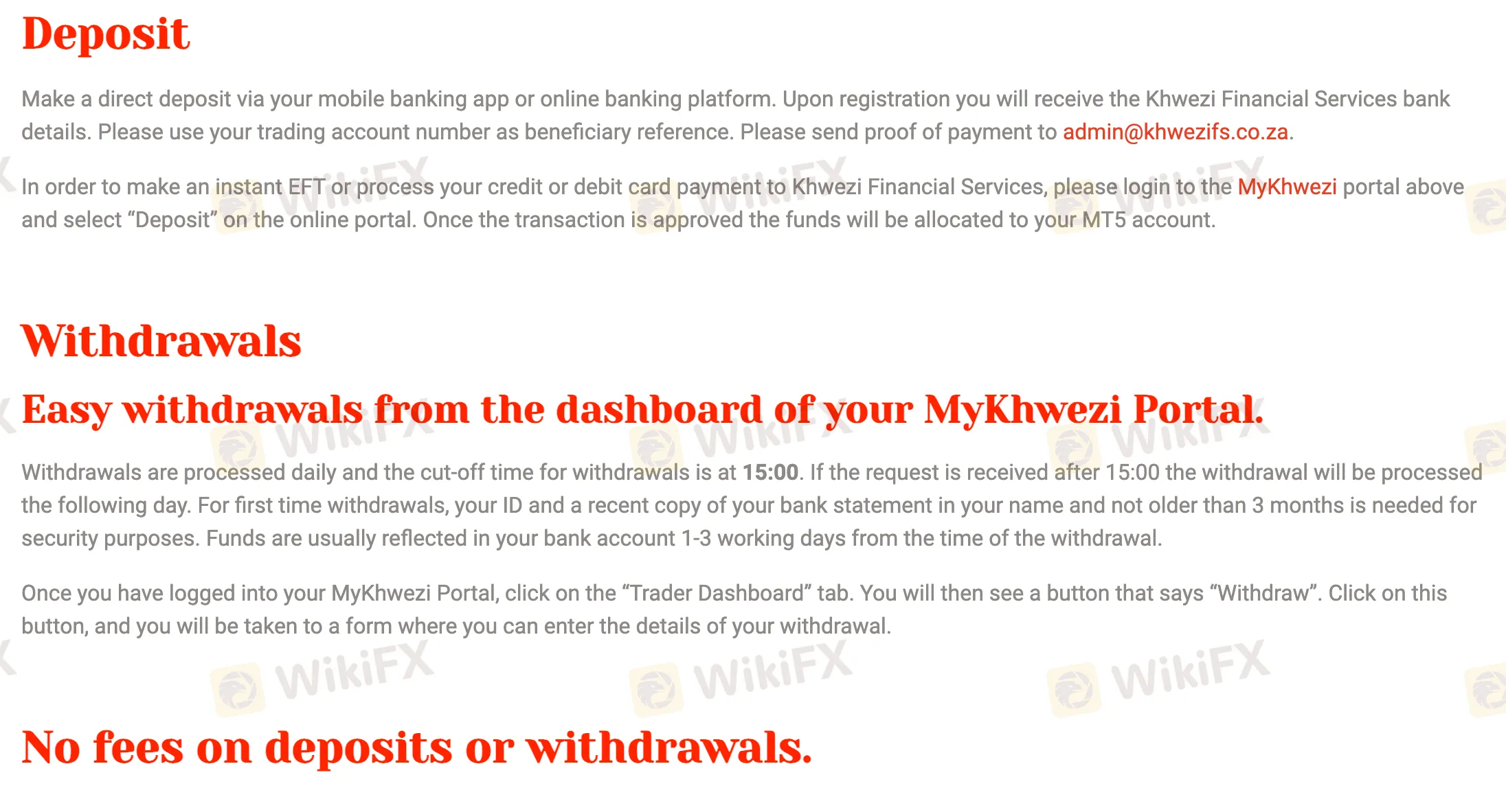 Deposit & Withdrawal