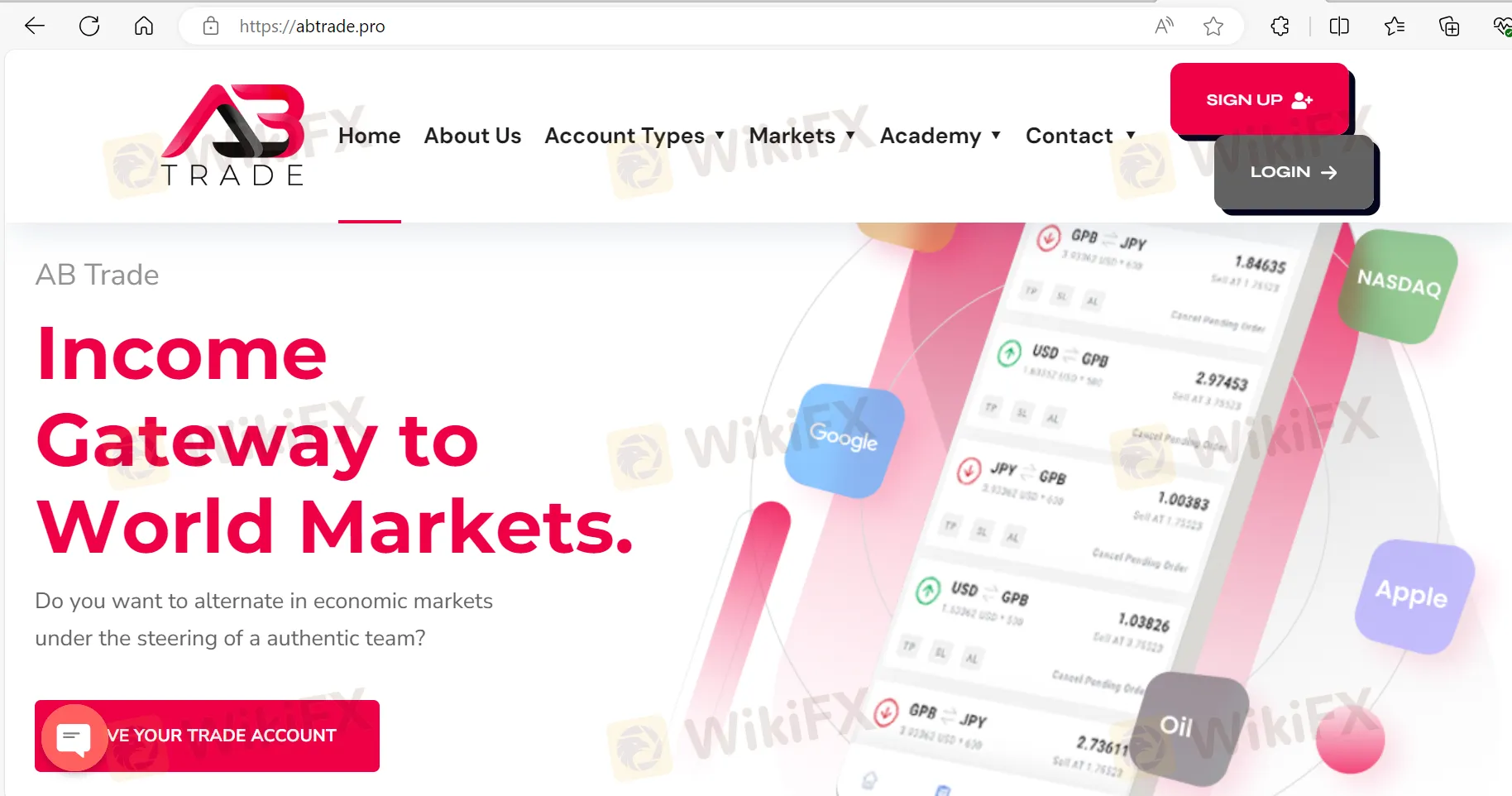 Abtrade's homepage
