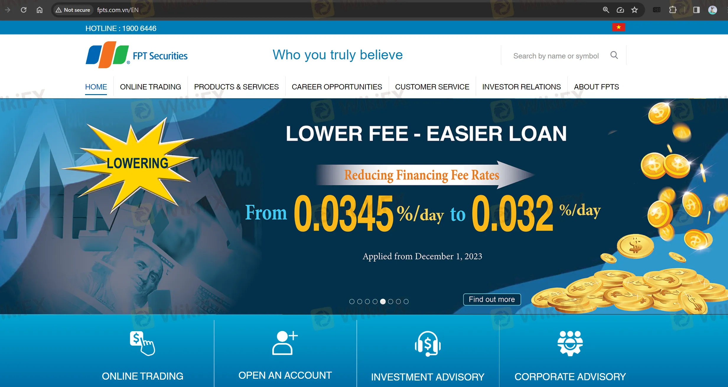 Homepage von FPT Securities