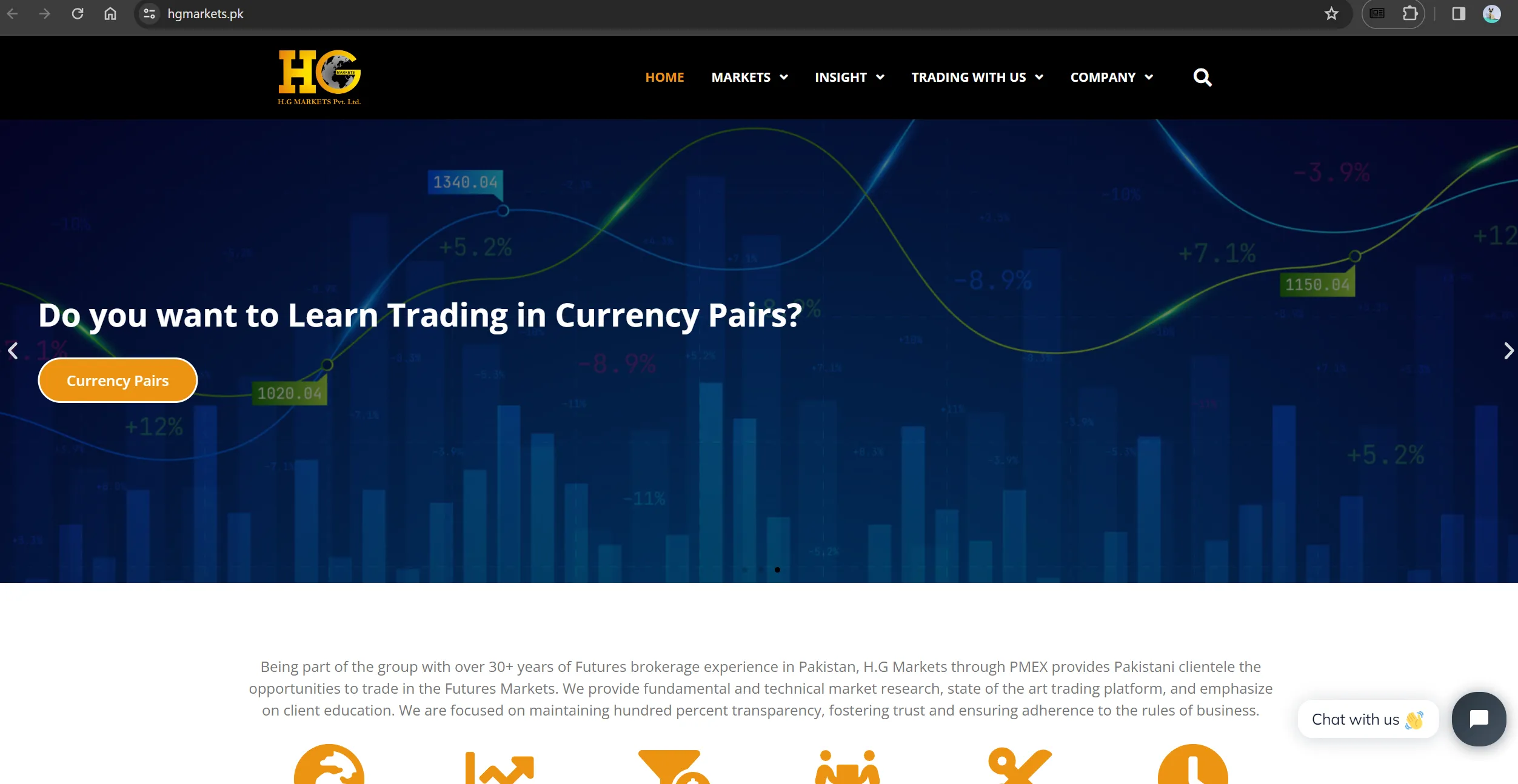 الصفحة الرئيسية لـ HG Markets