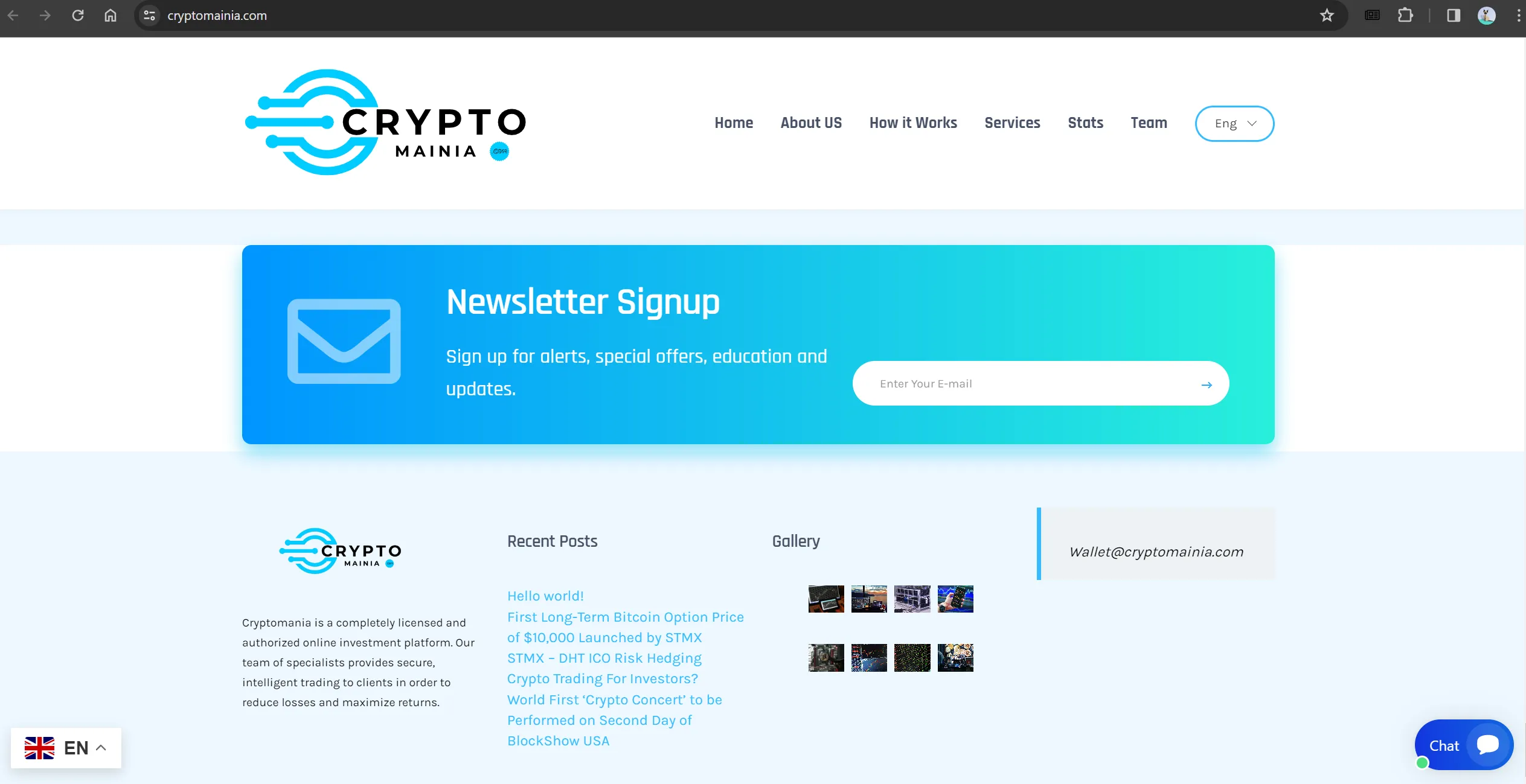 الصفحة الرئيسية لـ Cryptomania