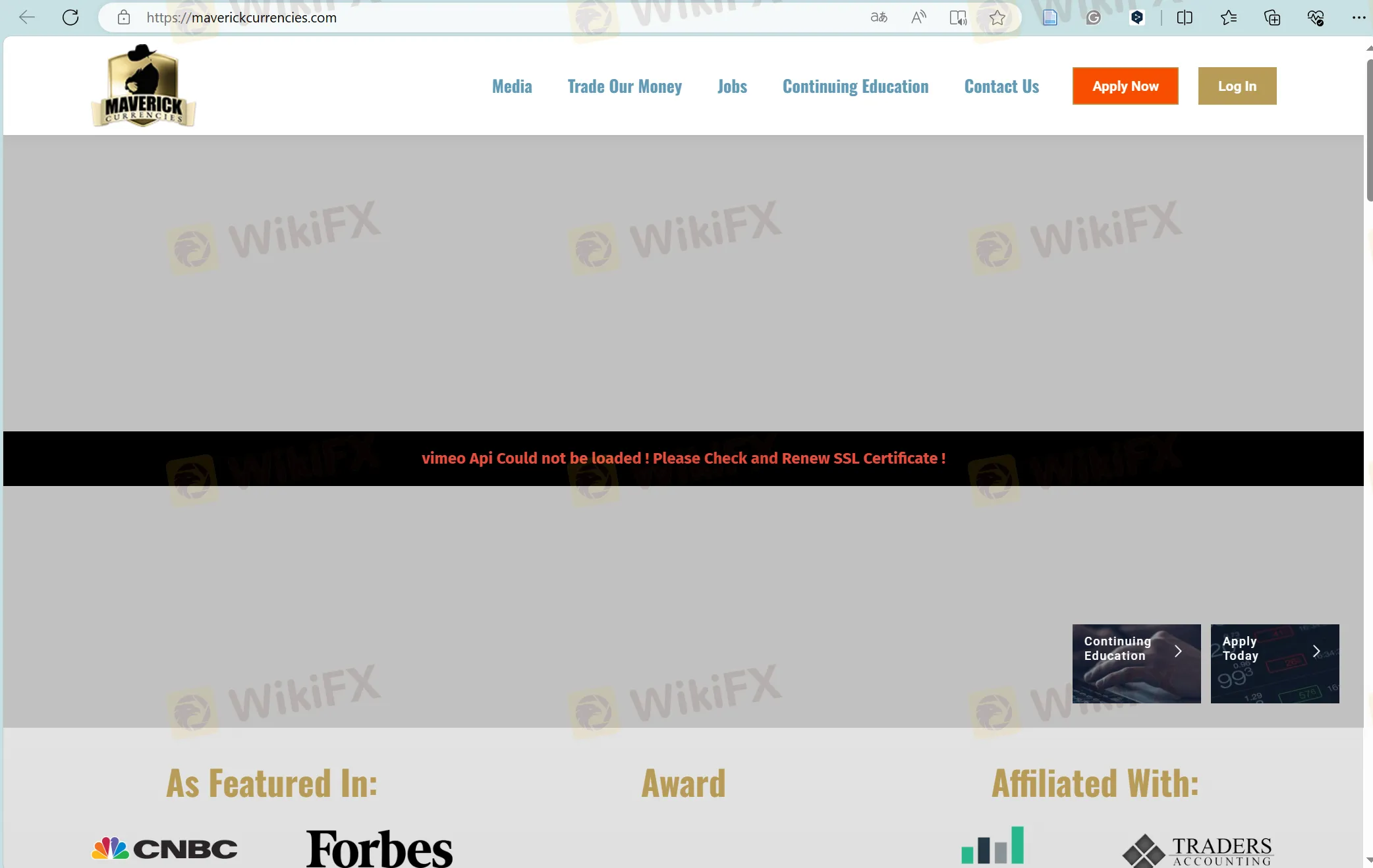 Maverick Currencies' homepage Maverick Currencies' homepage