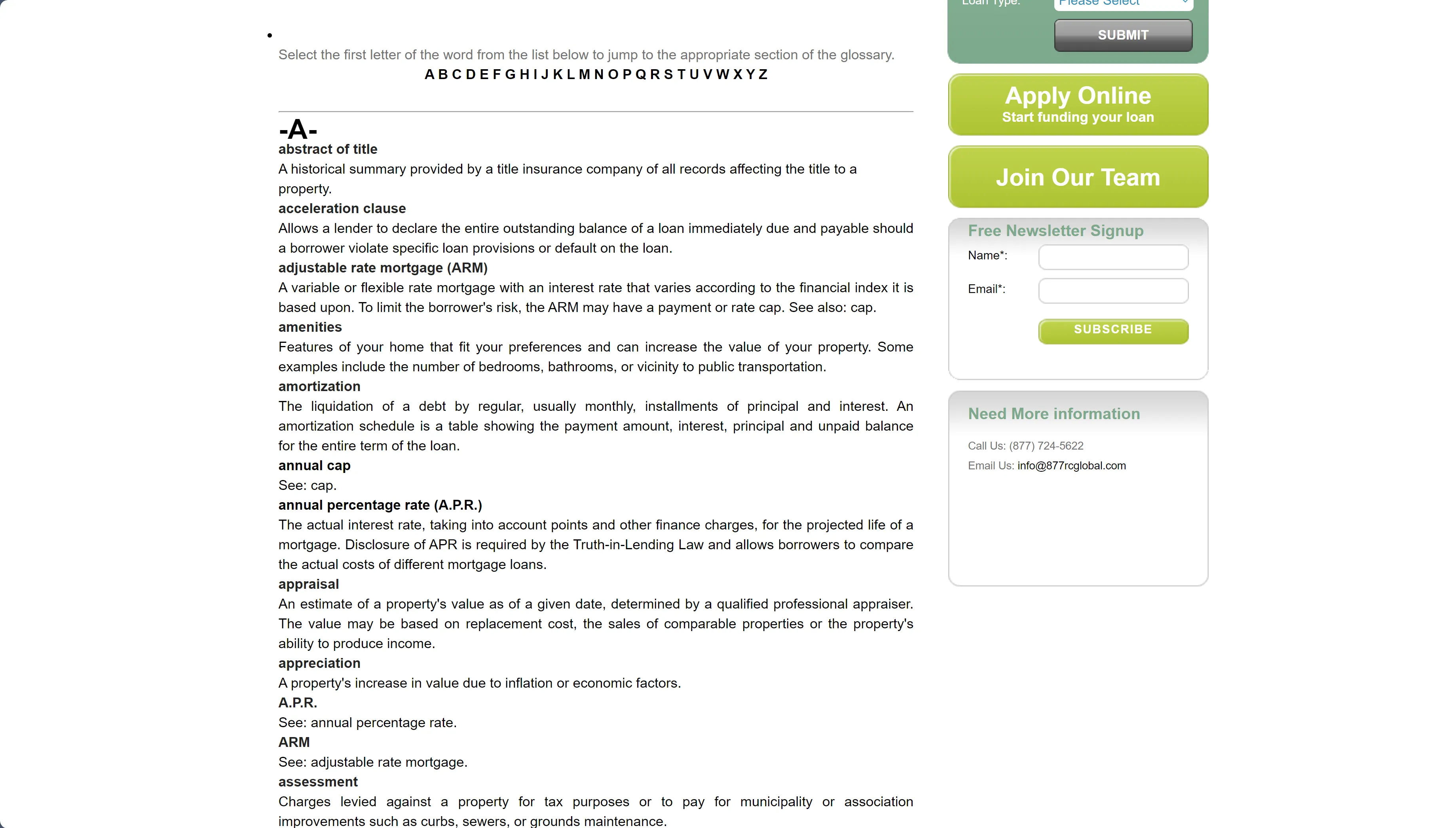 Glossary of Mortgage Terms Glossary of Mortgage Terms