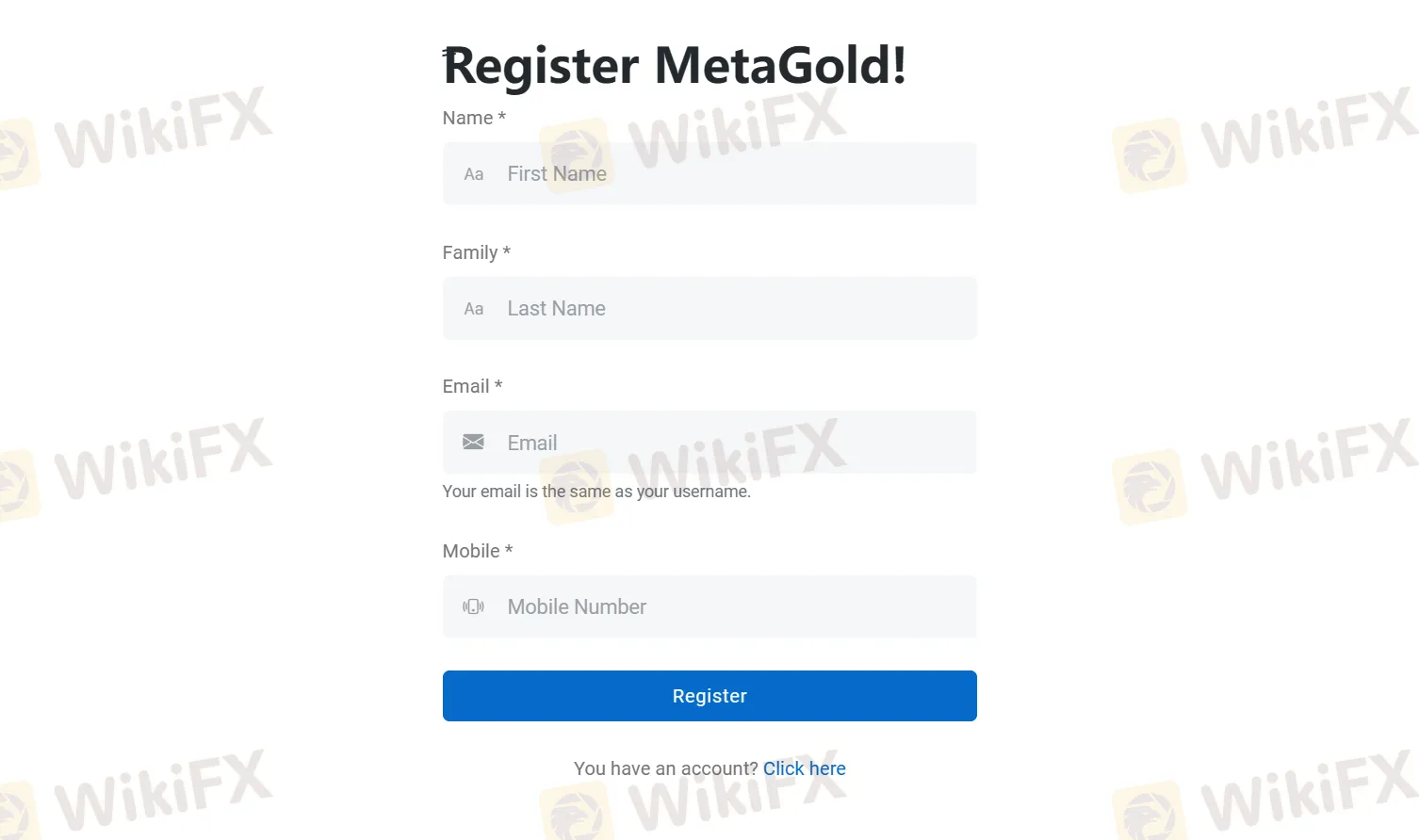 fill in required info