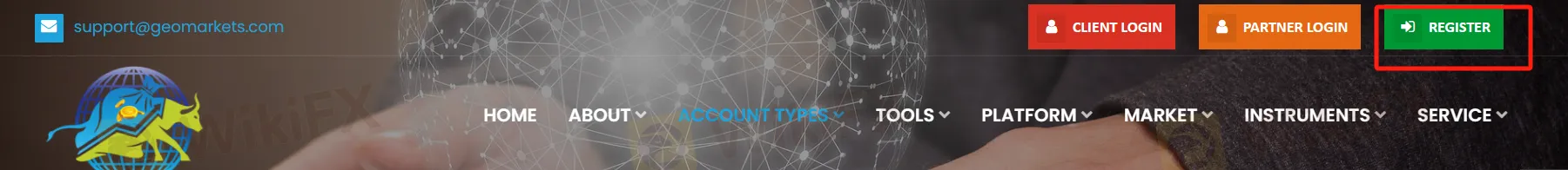 'रजिस्टर' बटन पर क्लिक करें