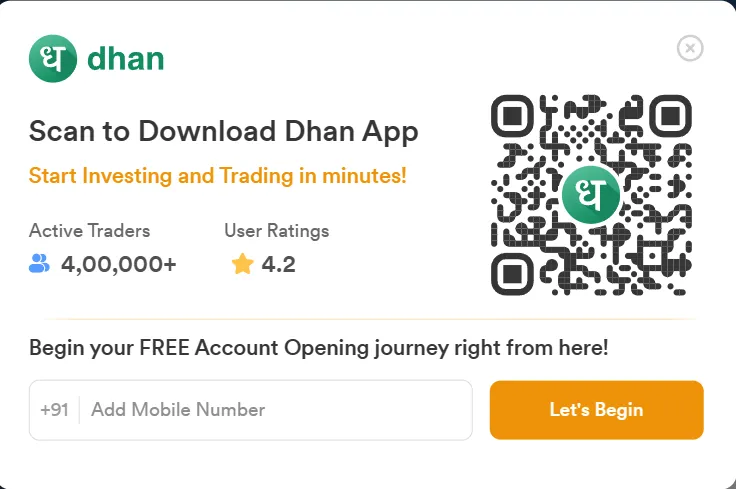 Dhan 앱 다운로드를 위해 스캔 Dhan 앱 다운로드를 위해 스캔