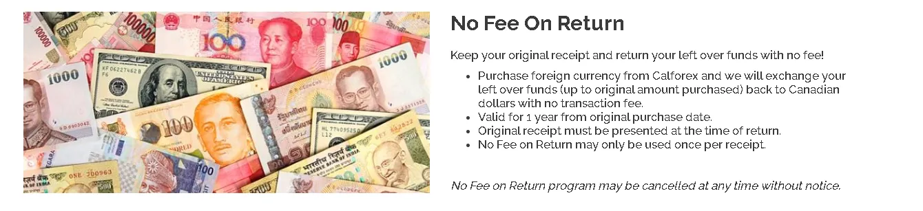 No Fee on Return No Fee on Return