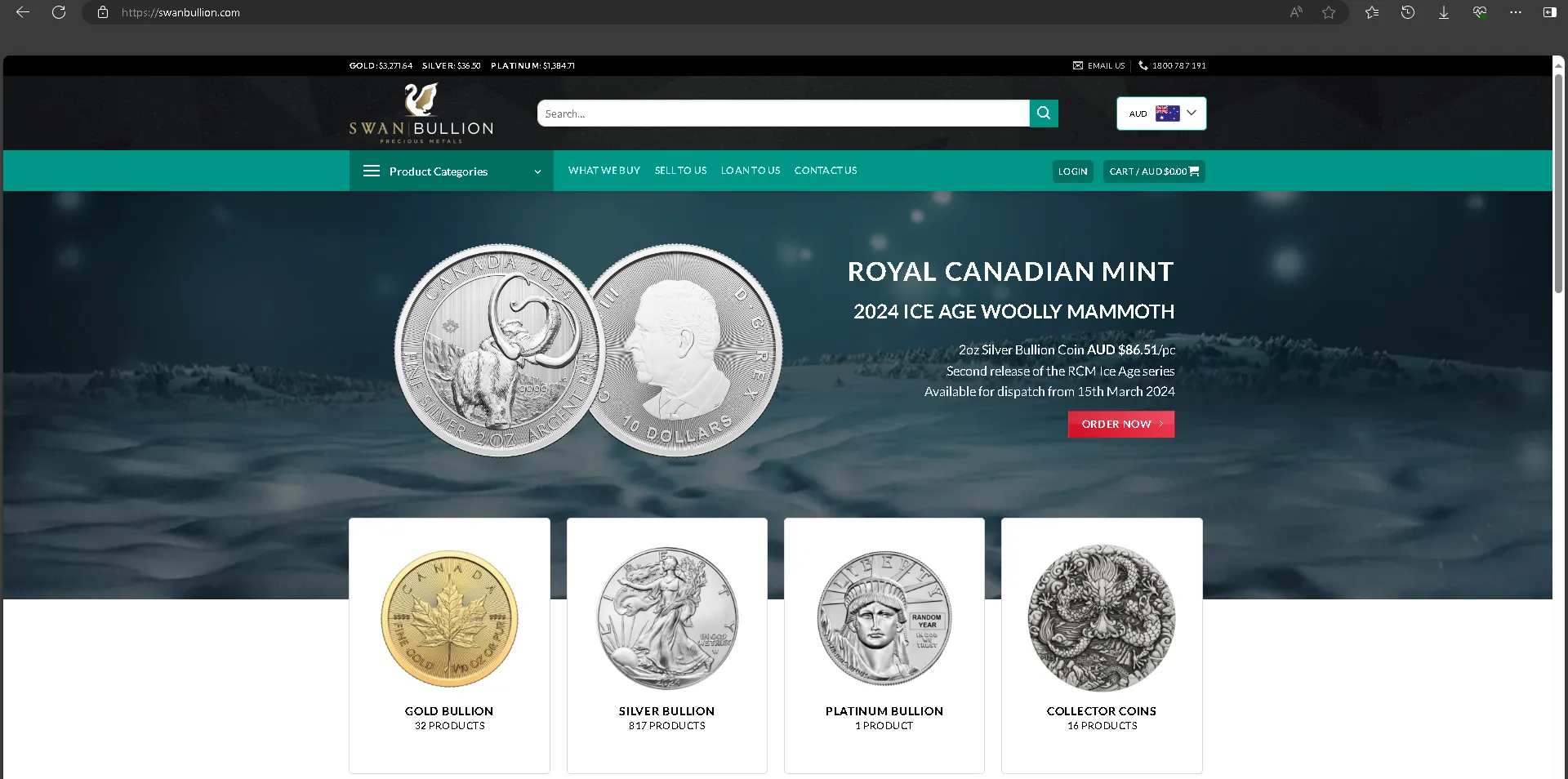 Swan Bullion's homepage Swan Bullion's homepage