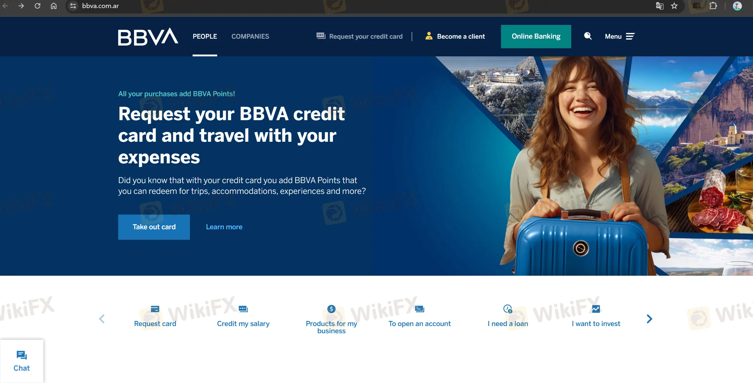 Página inicial do BBVA