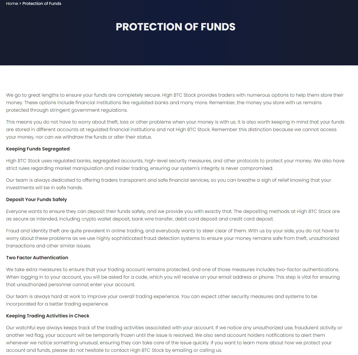 protection of funds protection of funds