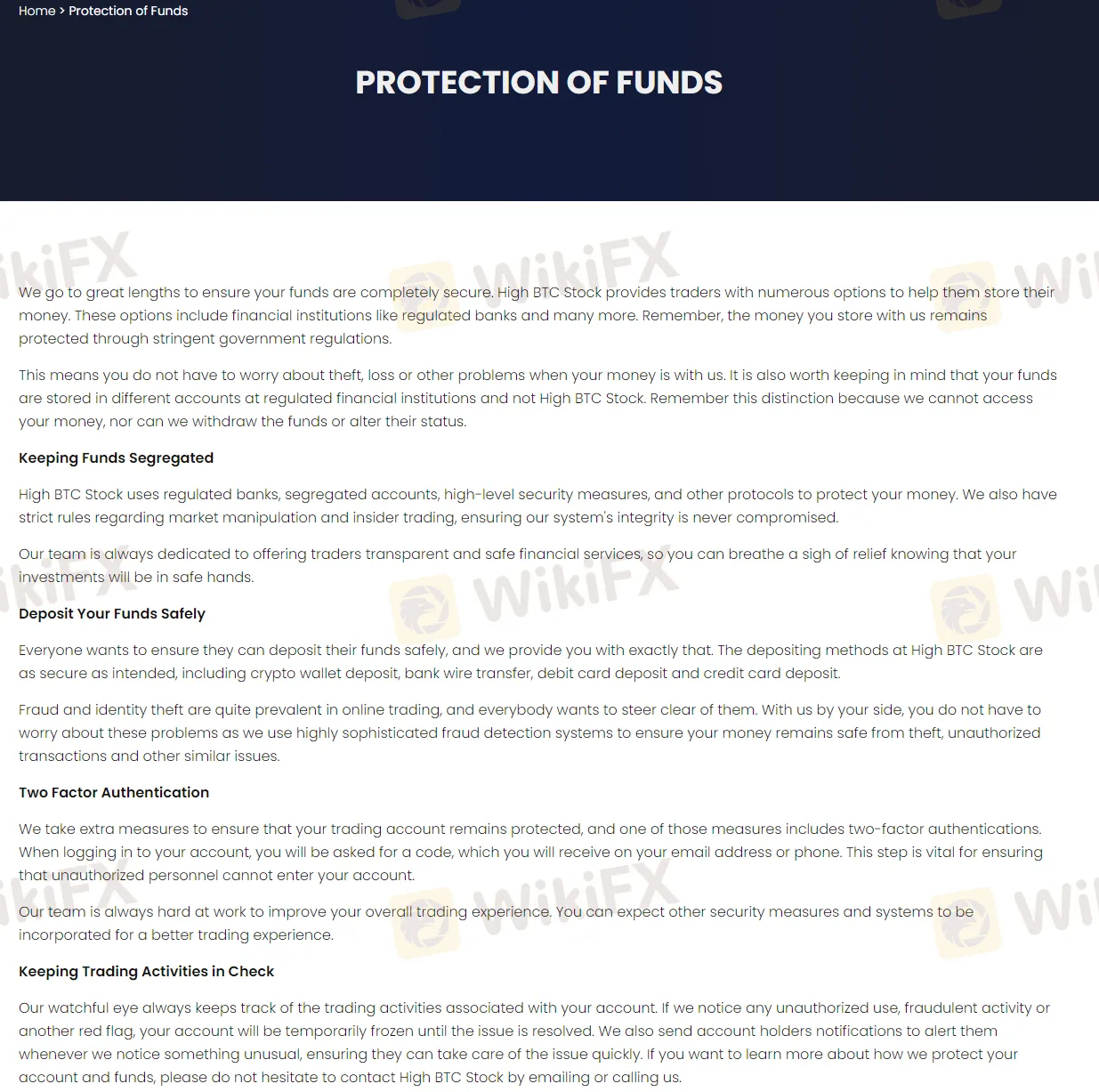 protection of funds