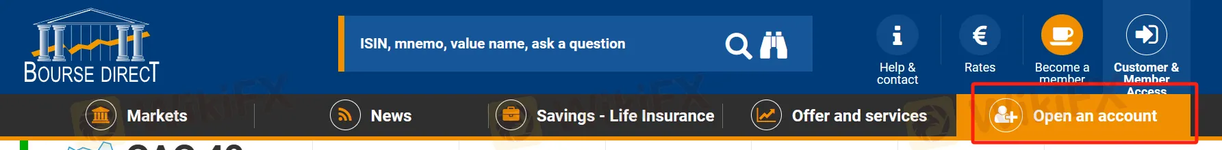 「アカウントを開設する」ボタンをクリックしてください。 「アカウントを開設する」ボタンをクリックしてください。