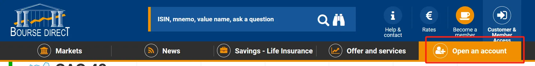 Click the button ''Open an account'' Click the button ''Open an account''