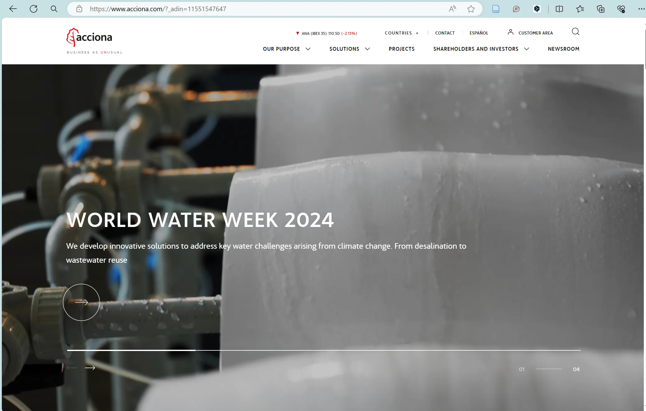 ACCIONA's homepage ACCIONA's homepage
