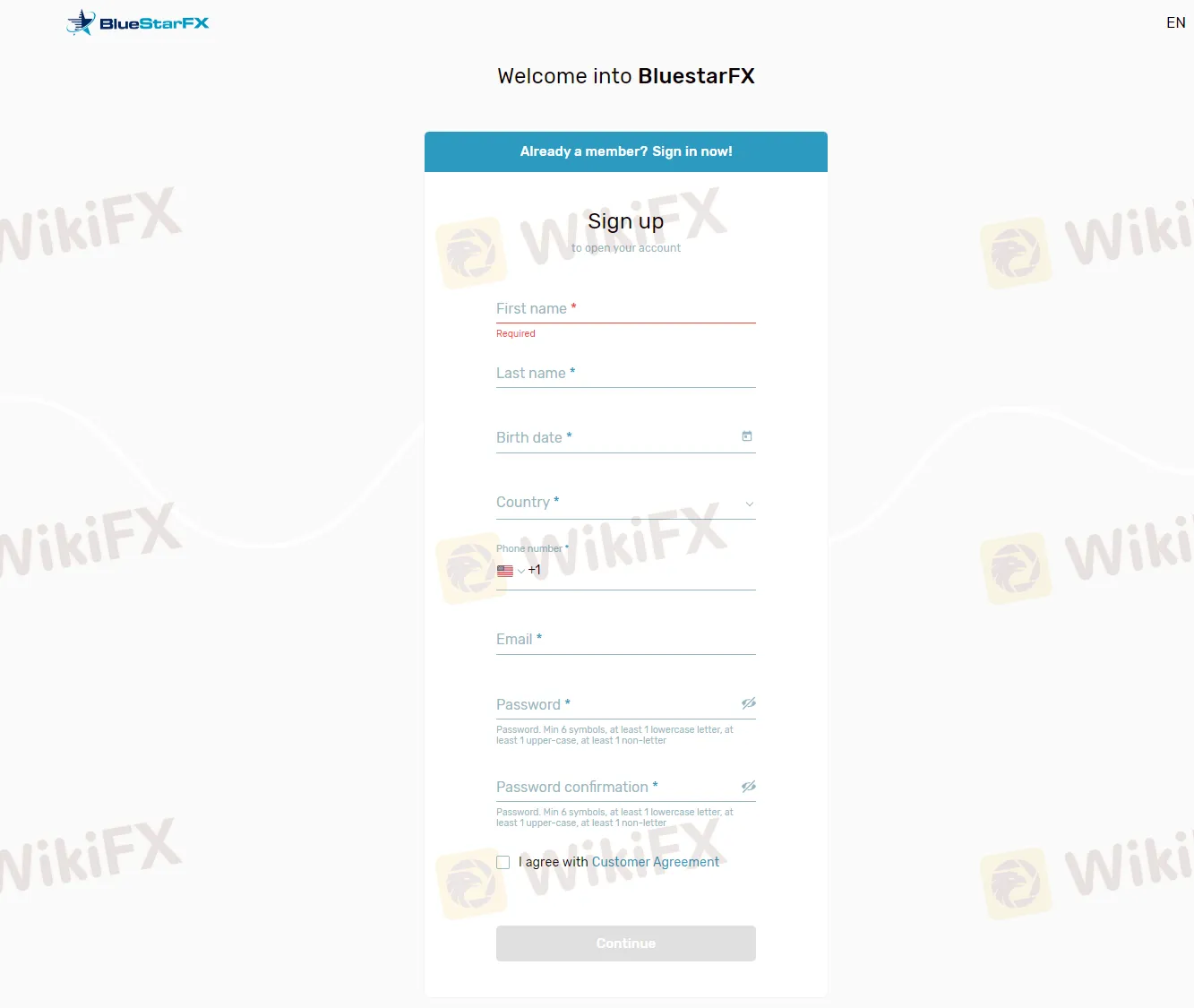 BlueStarFX के साथ खाता खोलने का तरीका