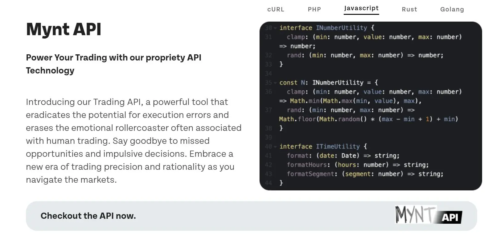 Mynt API Mynt API