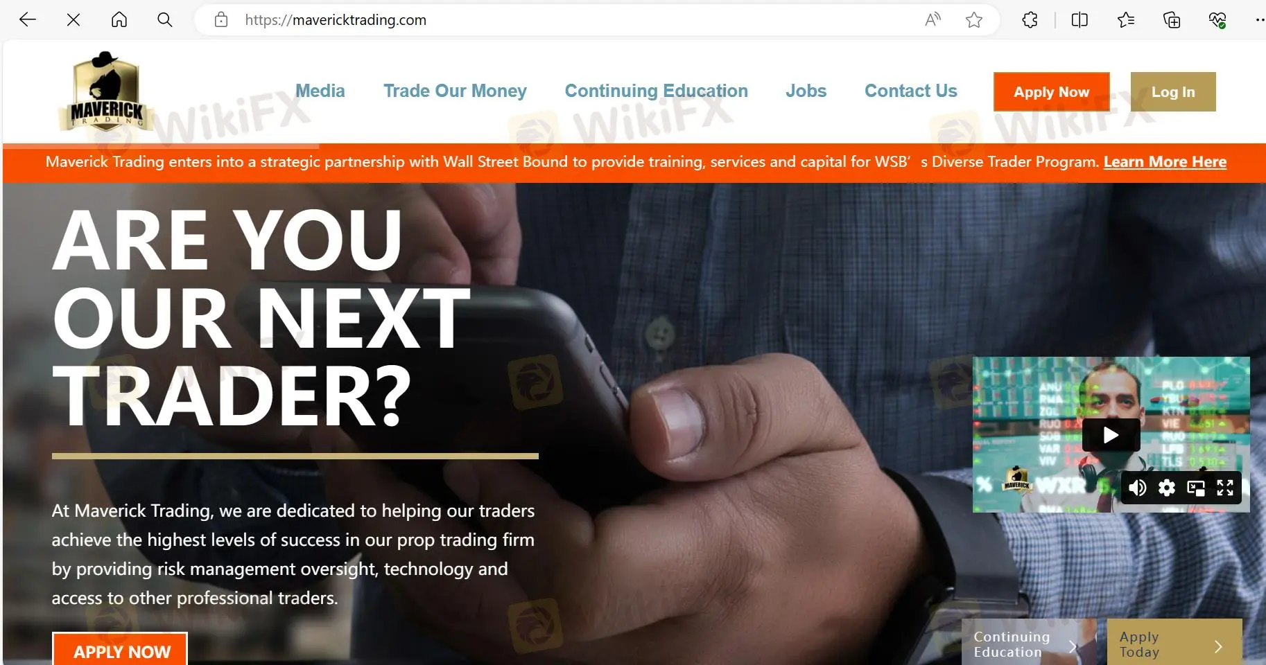 Maverick Trading‘s homepage