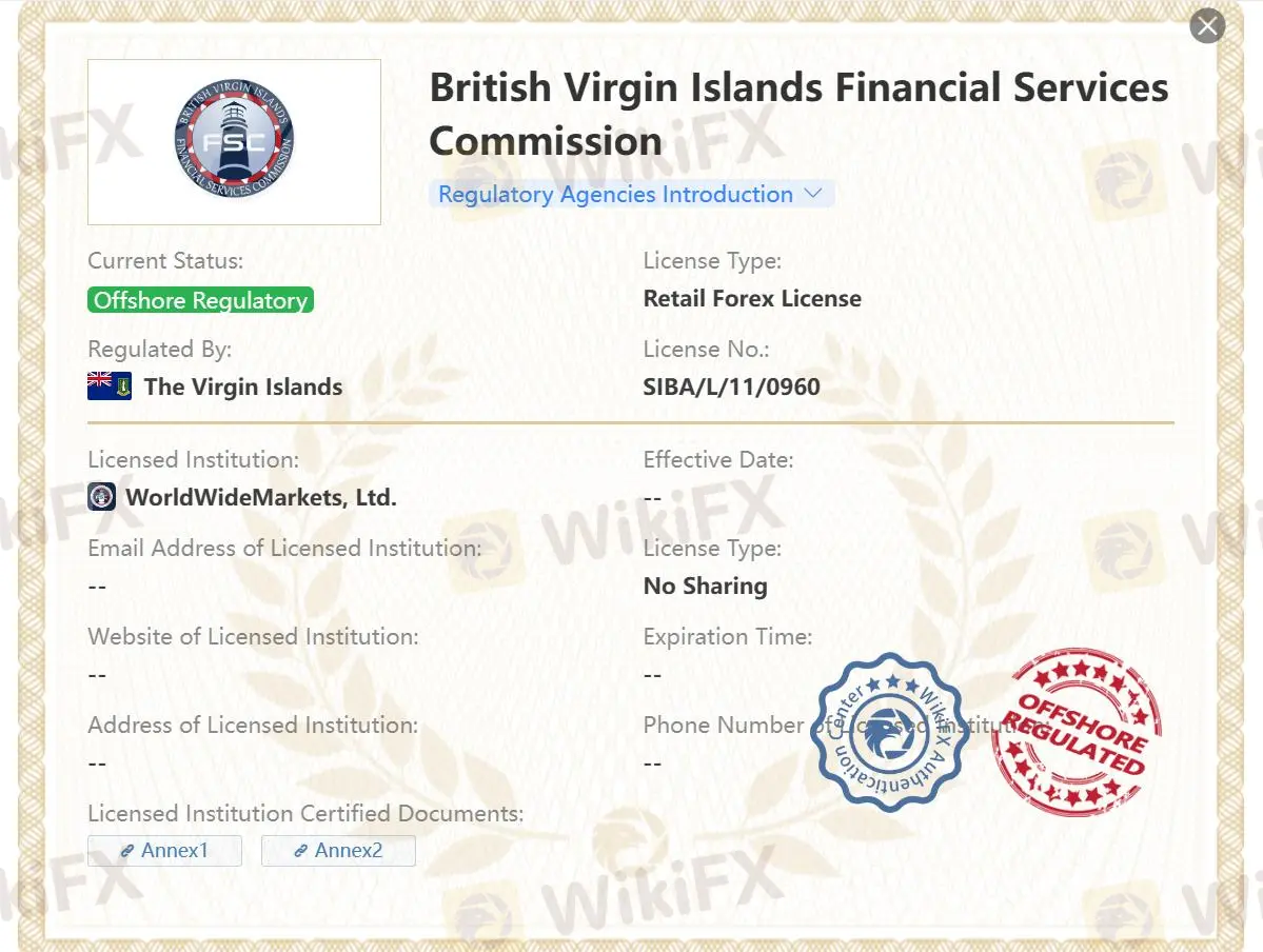 réglementé offshore par la FSC