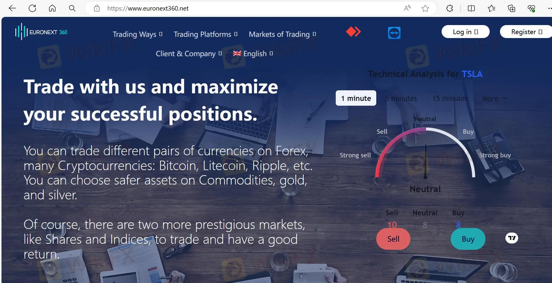 Euro Next 360のホームページ