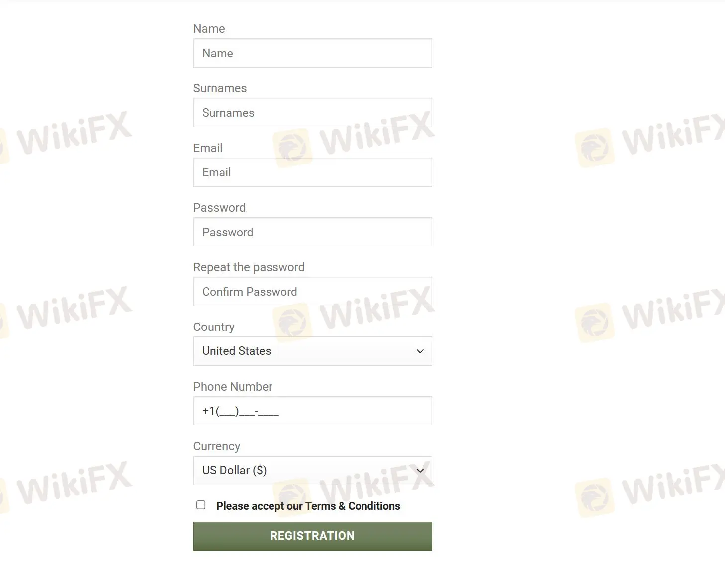 fill in required info