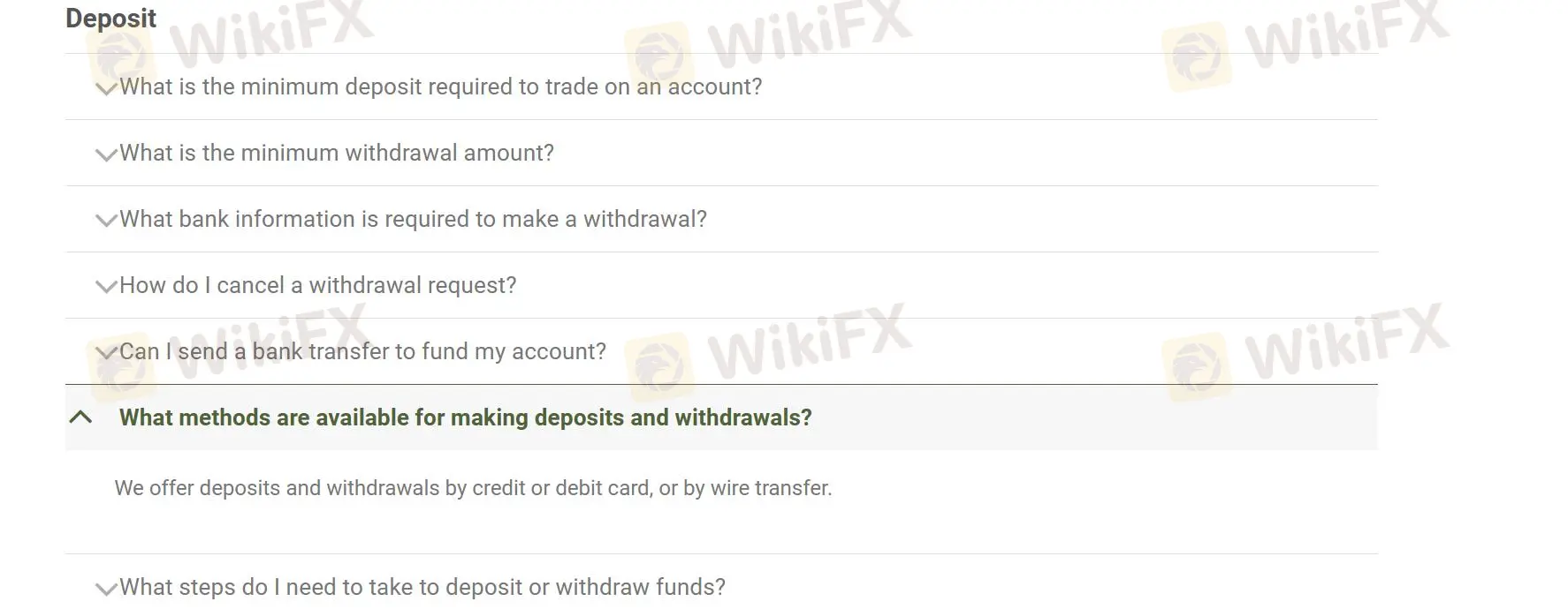 deposit & withdrawal FAQs