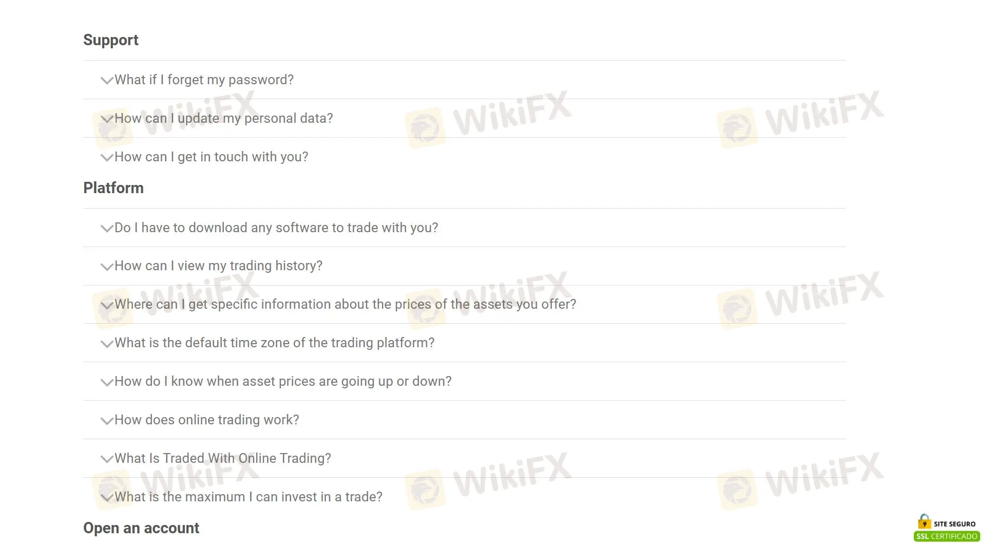 FAQ page