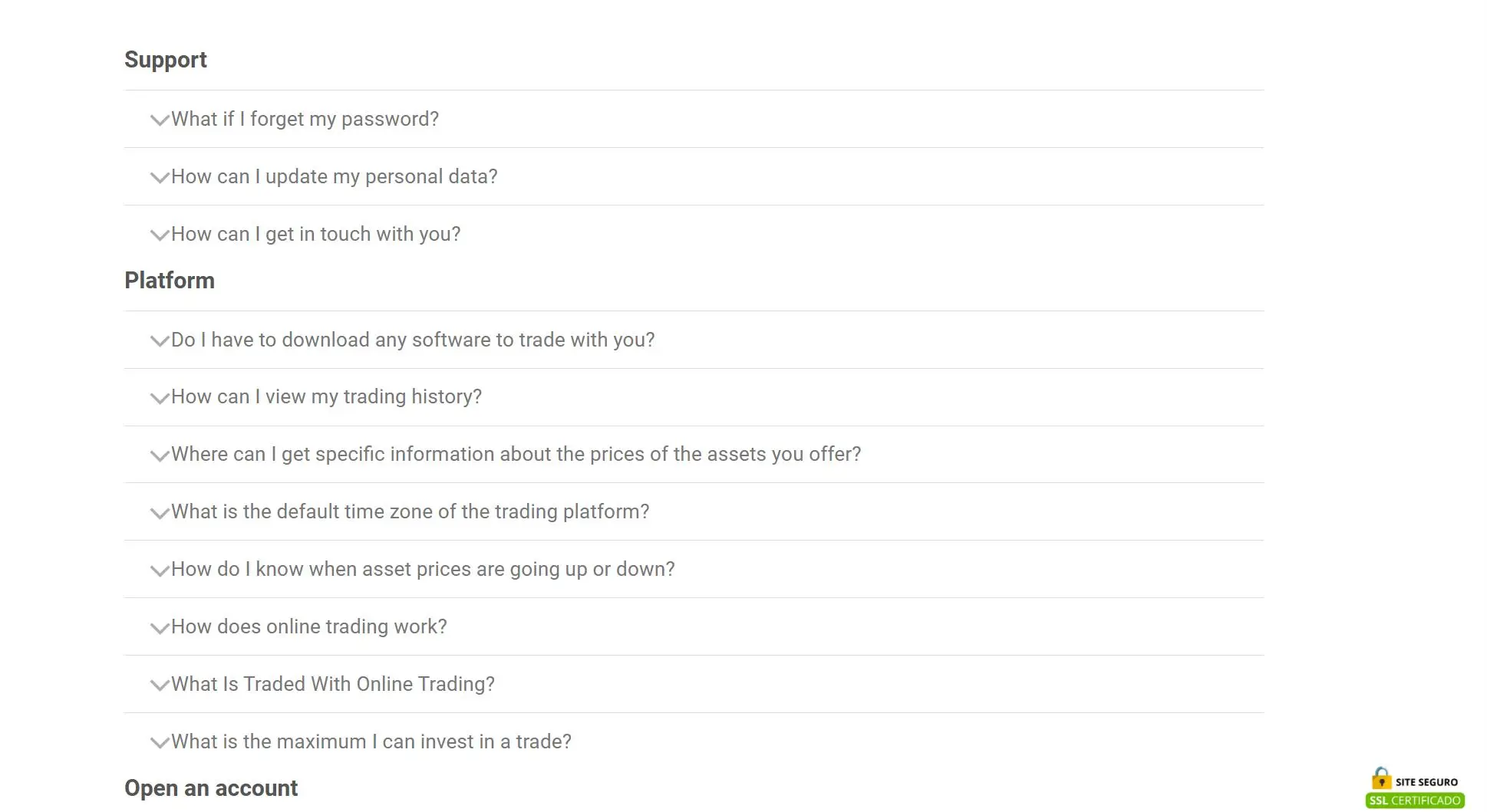 FAQ page
