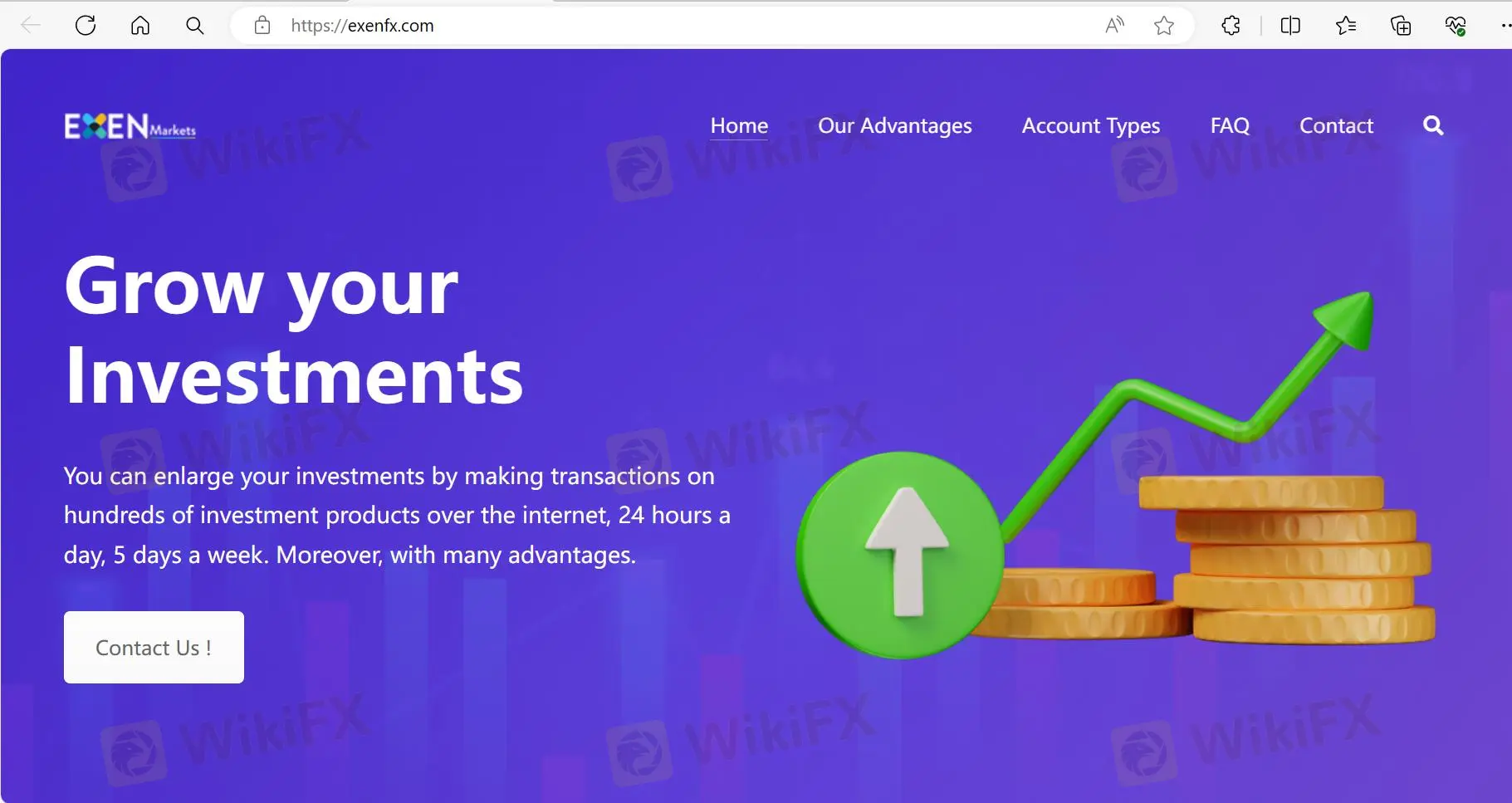 Exen Markets homepage