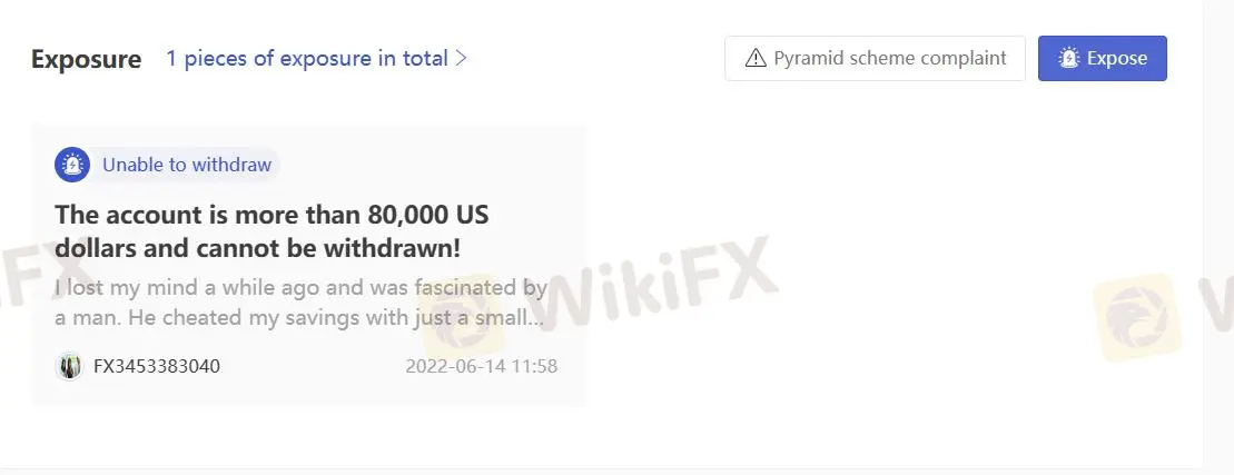 WikiFX上的用戶曝光